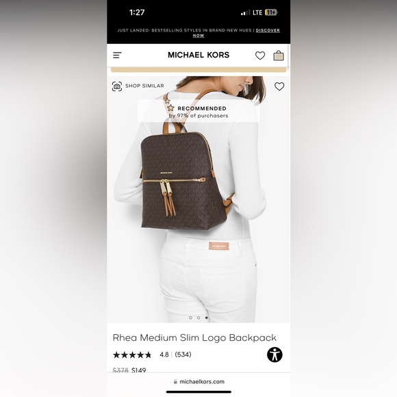 Michael Kors Rhea Medium Slim Logo Backpack - Picture 2 of 16